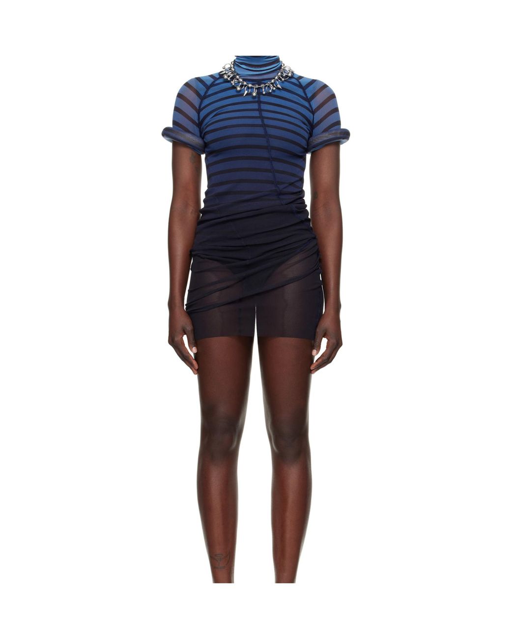 Jean Paul Gaultier Blue The Short 3D Striped Dress