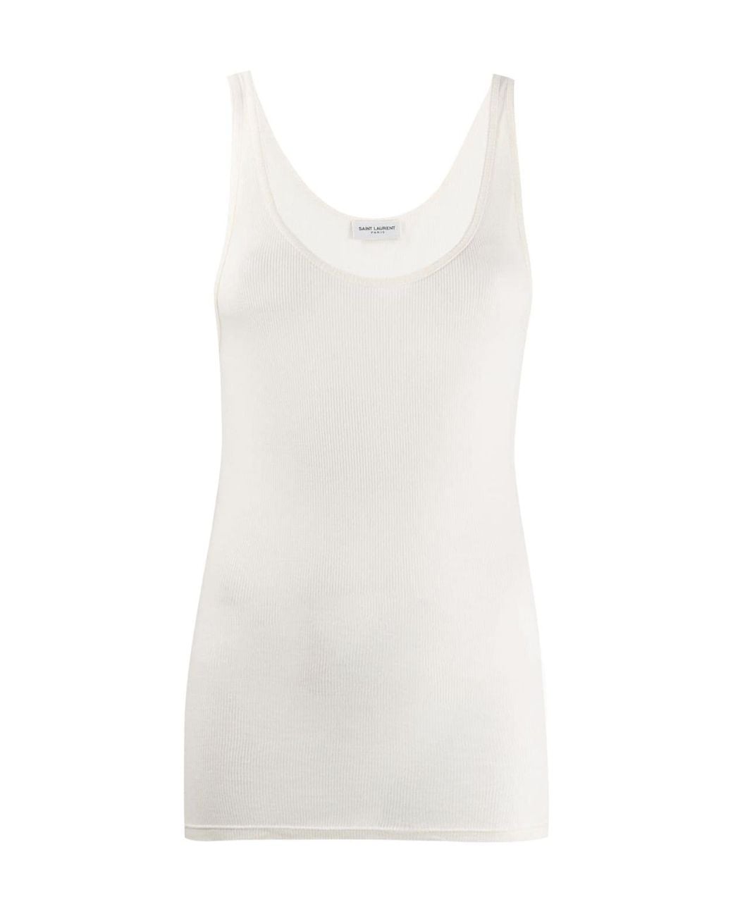 Saint Laurent White Sleeveless Ribbed Tank Top