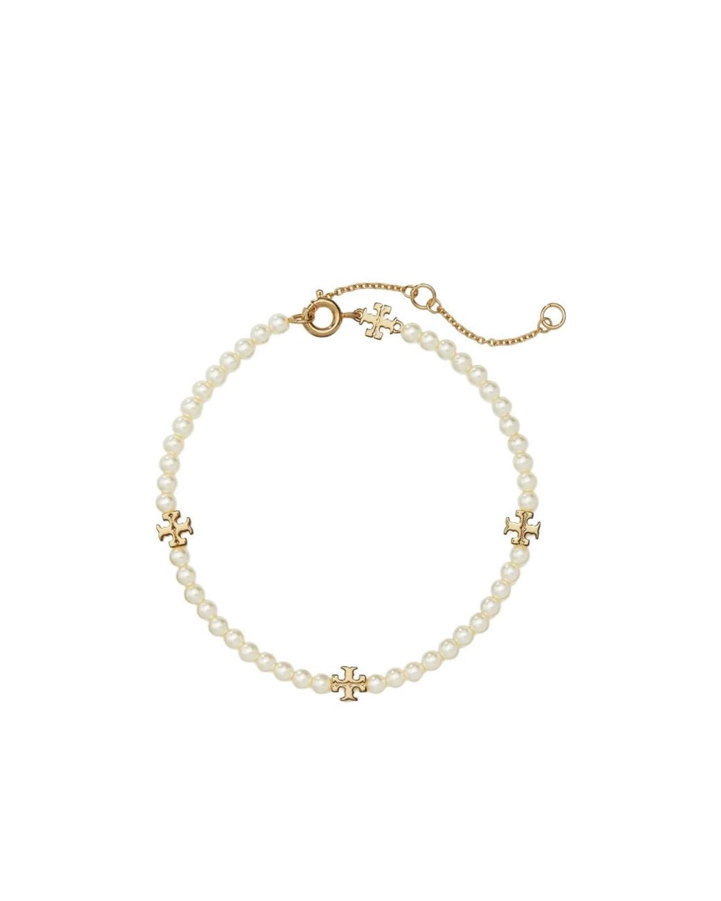 Tory Burch Metallic Kira Pearl Choker Necklace