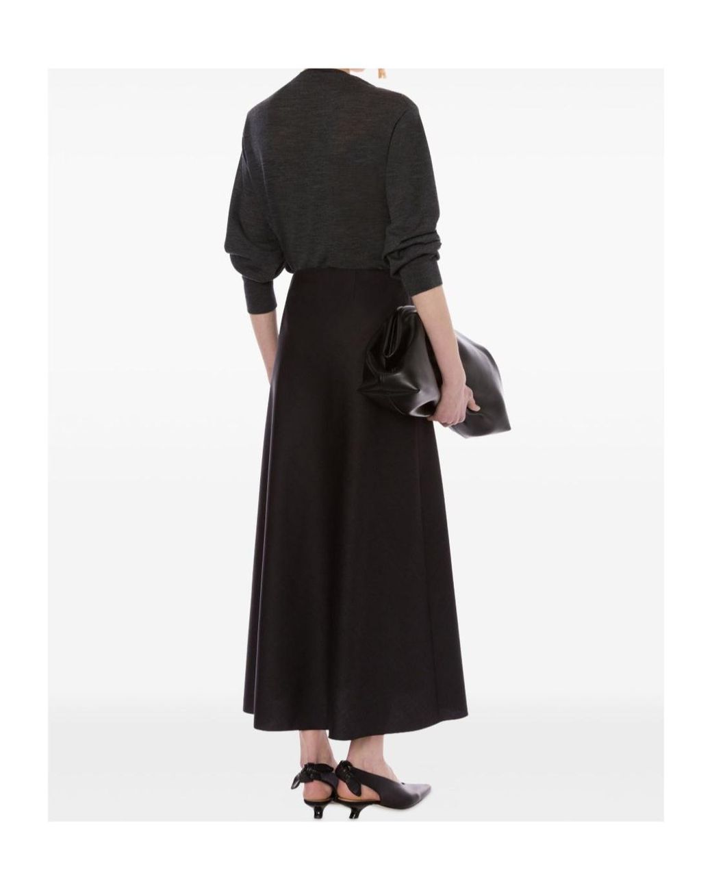 Alberta Ferretti Black Dark High-Waisted Midi Skirt