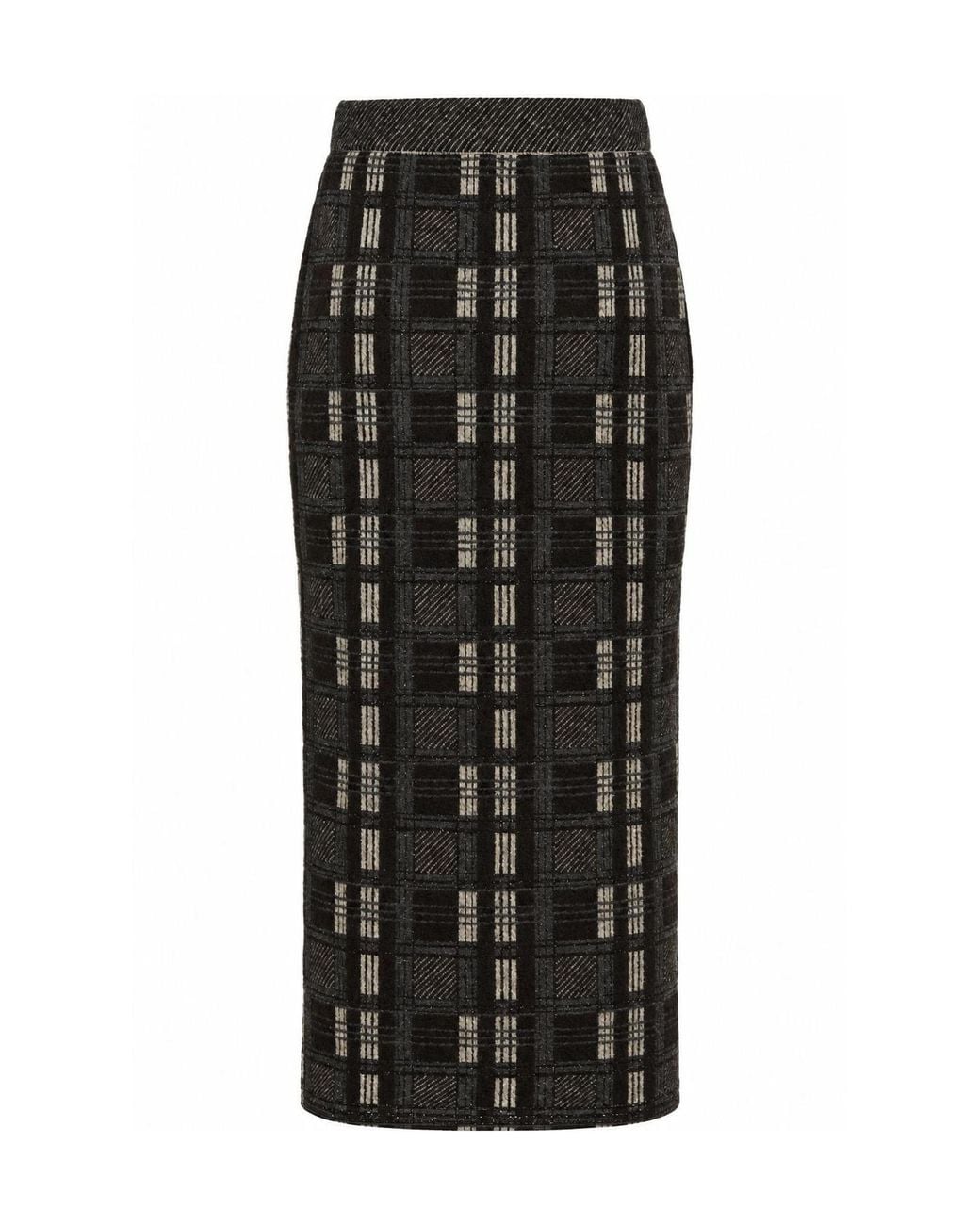 D.exterior Black Checked Pencil Skirt