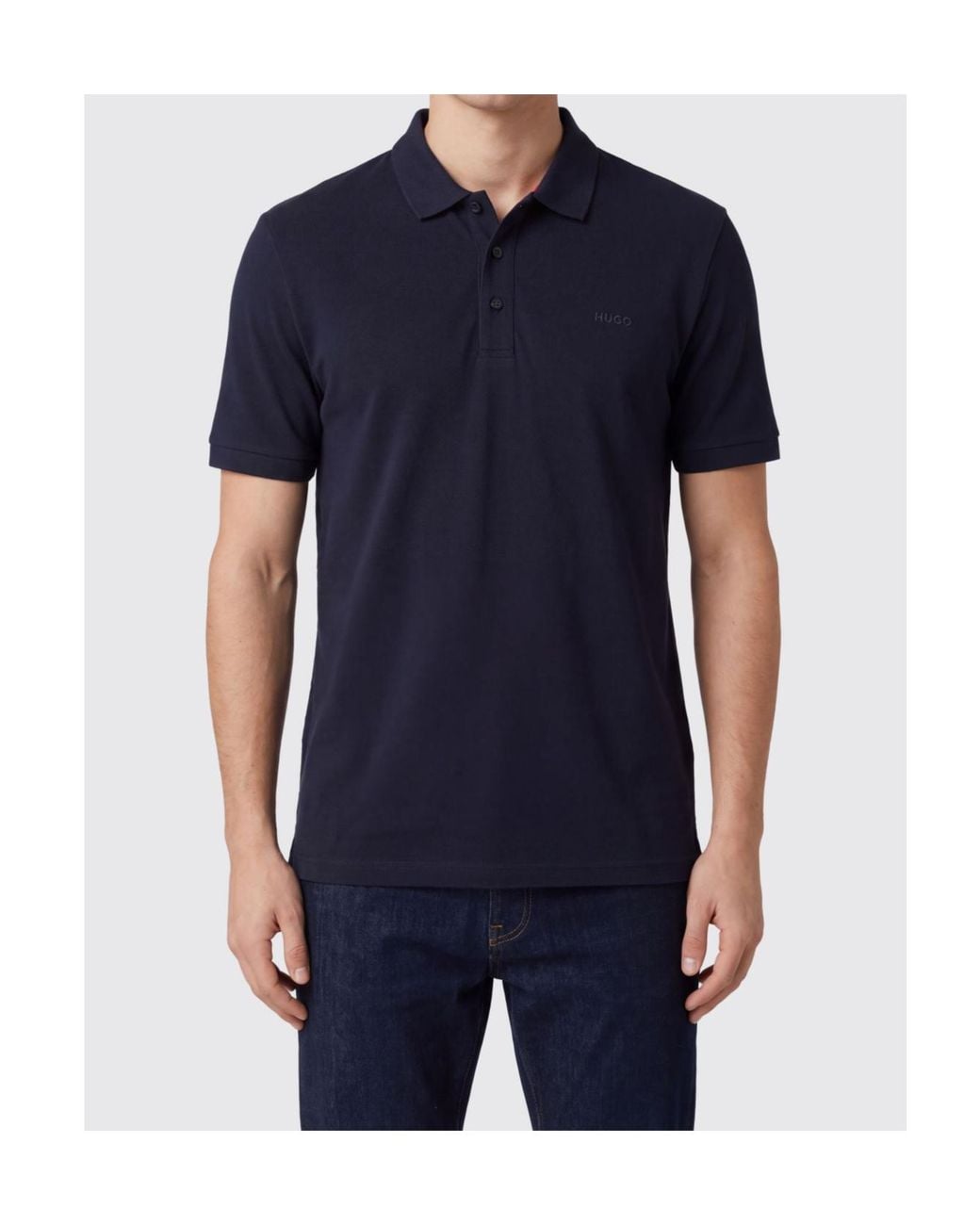 Boss Blue Hugo Logo-Embroidered Polo Shirt for men