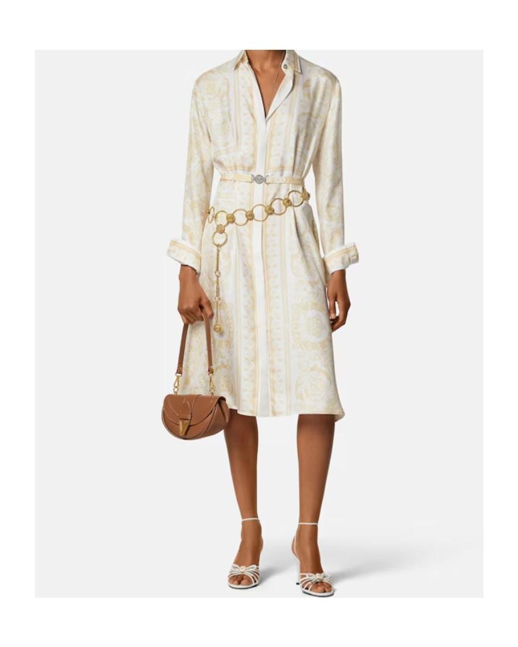 Versace Natural Belt Print Dress