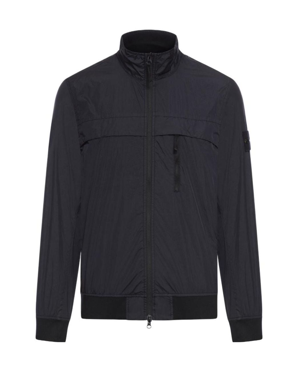 Stone Island Blue High-Neck Zipped Jacket for men