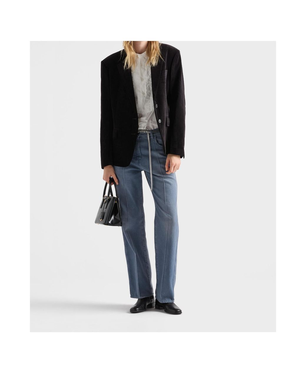 Prada Blue Single-Breasted Velvet Jacket
