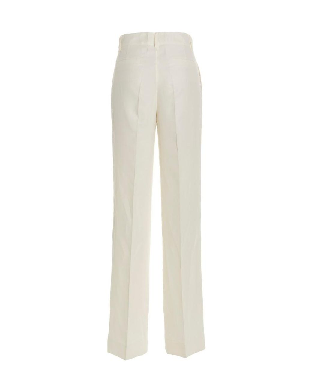 P.A.R.O.S.H. White Raisa Flared High-Waisted Trousers
