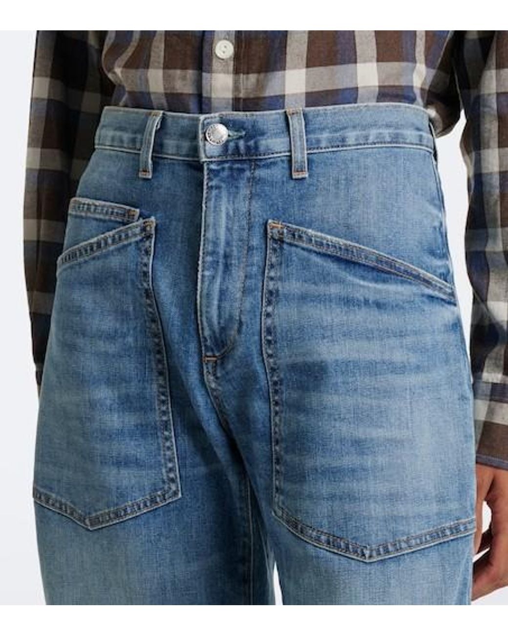 Nili Lotan Blue Shon Barrel-Leg Jeans
