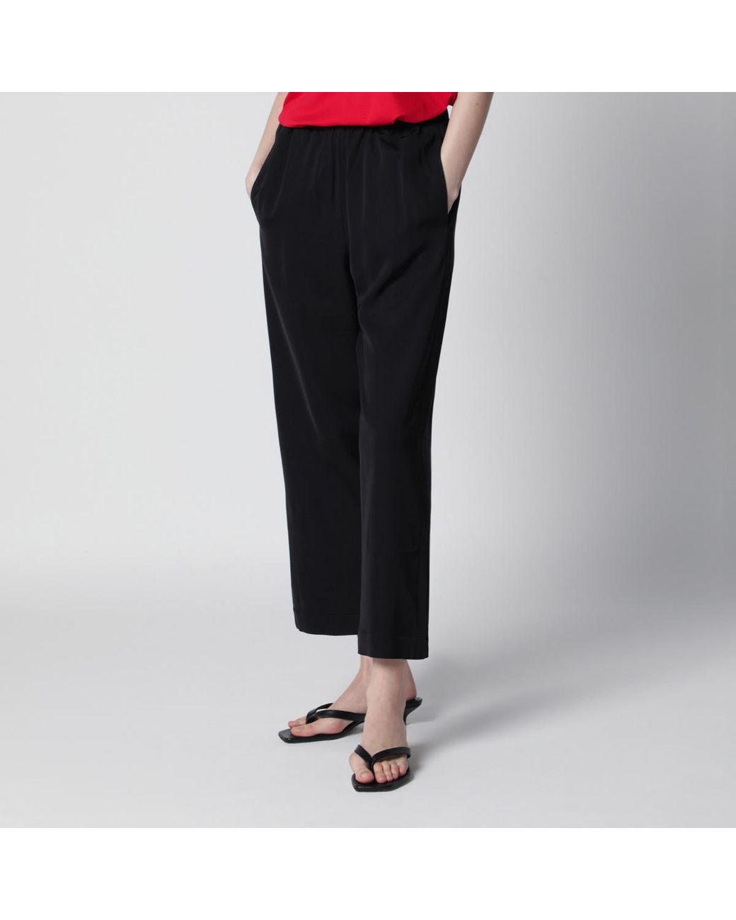 Rohe Black Elasticated-Waist Straight Leg Trousers