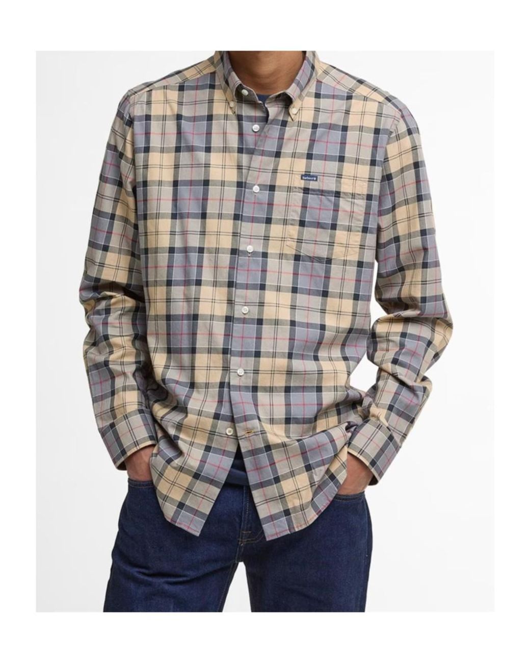 Barbour Gray Long Sleeve Tartan Check Shirt for men