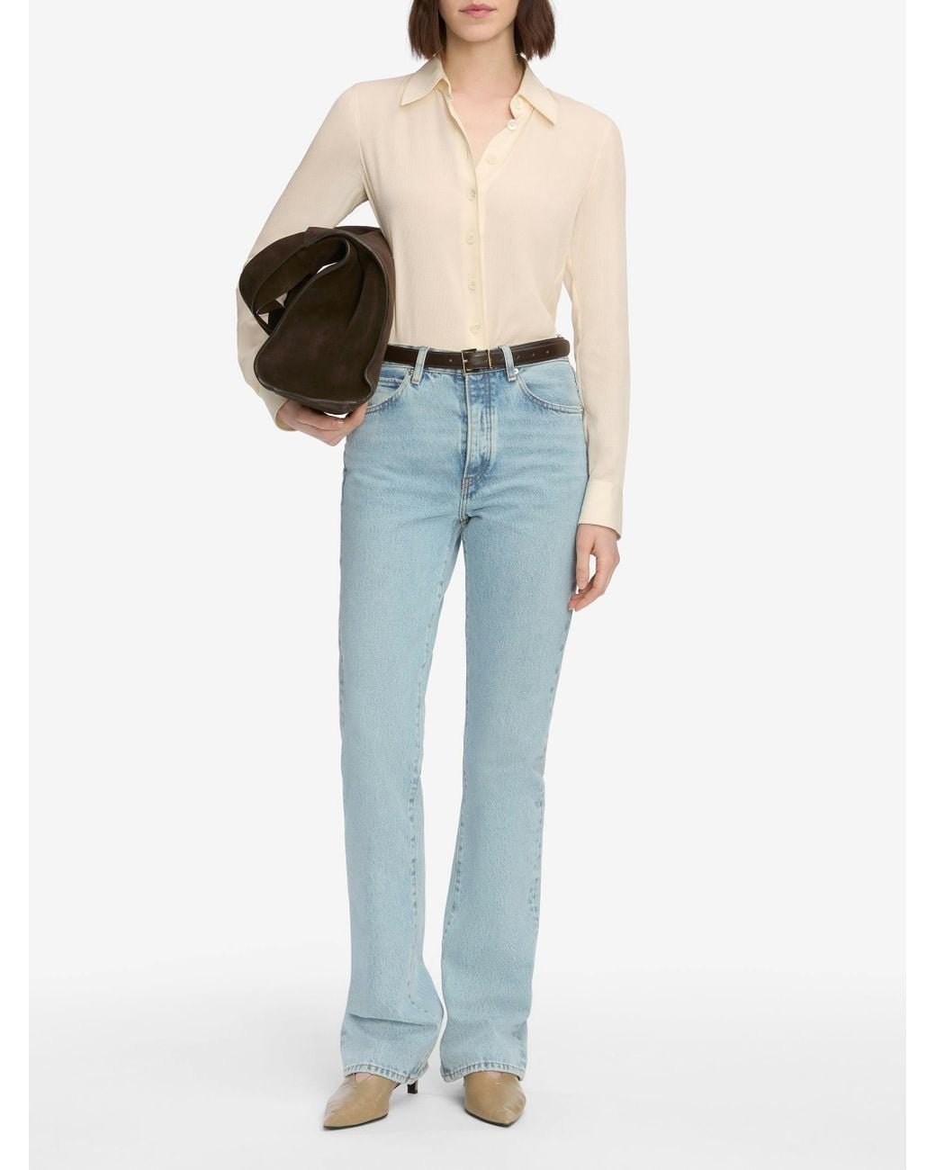 FRAME Blue High Waist Straight Jeans
