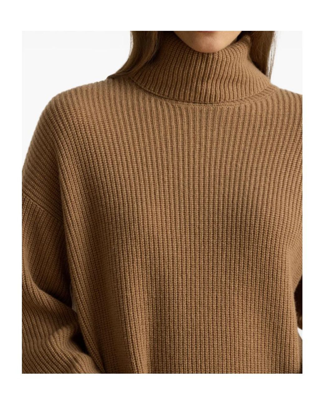 Ralph Lauren Brown Rack-Stitched Turtleneck Mini Dress