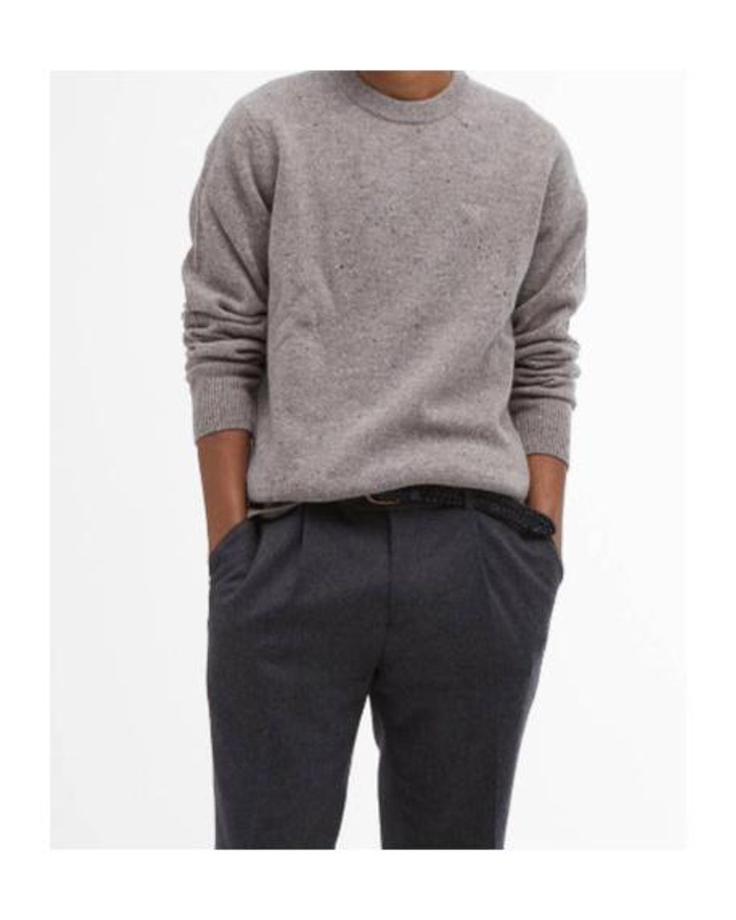 Barbour Gray Tainsbury Crew Neck Jumper for men