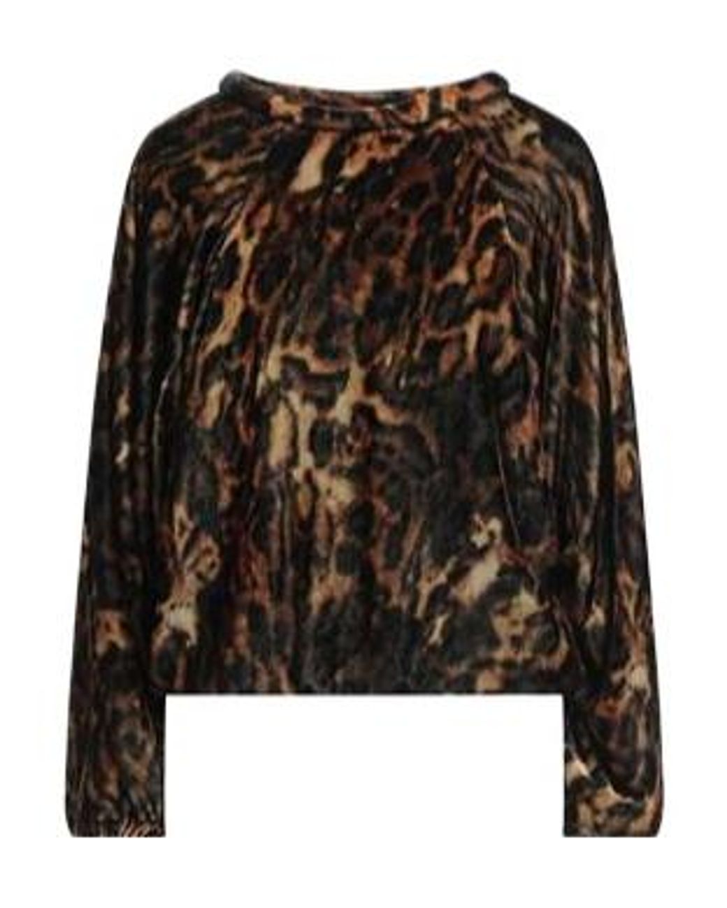 Isabel Marant Black Leopard Print Velvet Cropped Long Sleeve Top