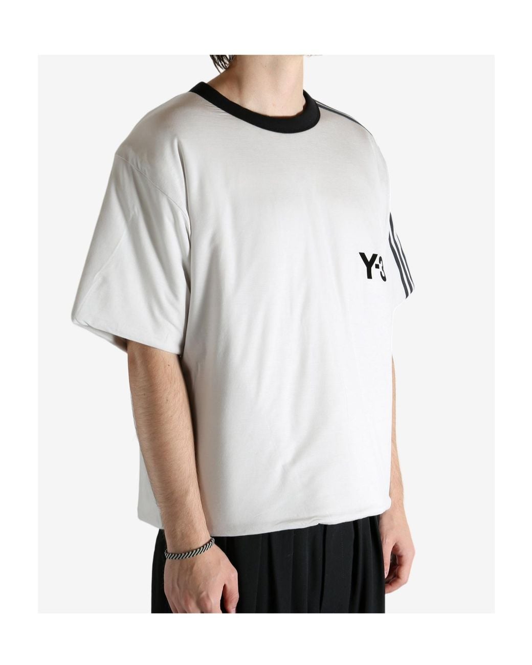 Y-3 Gray 3-Stripes Padded Short Sleeve T-Shirt for men