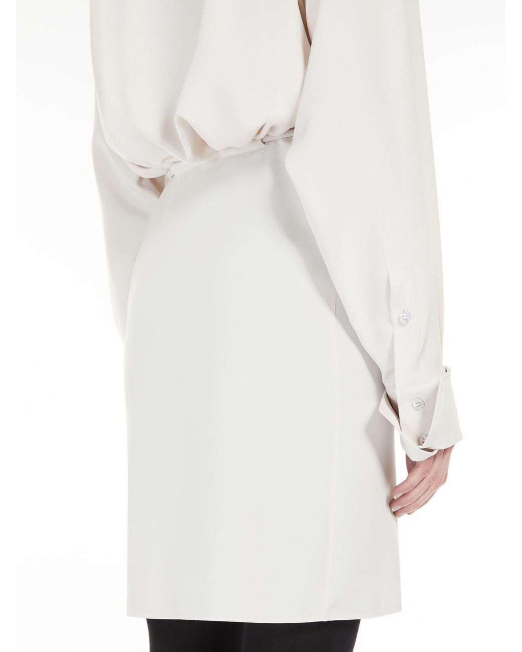 Sportmax White Eolie Oversized Tied Waist Long-Sleeved Dress