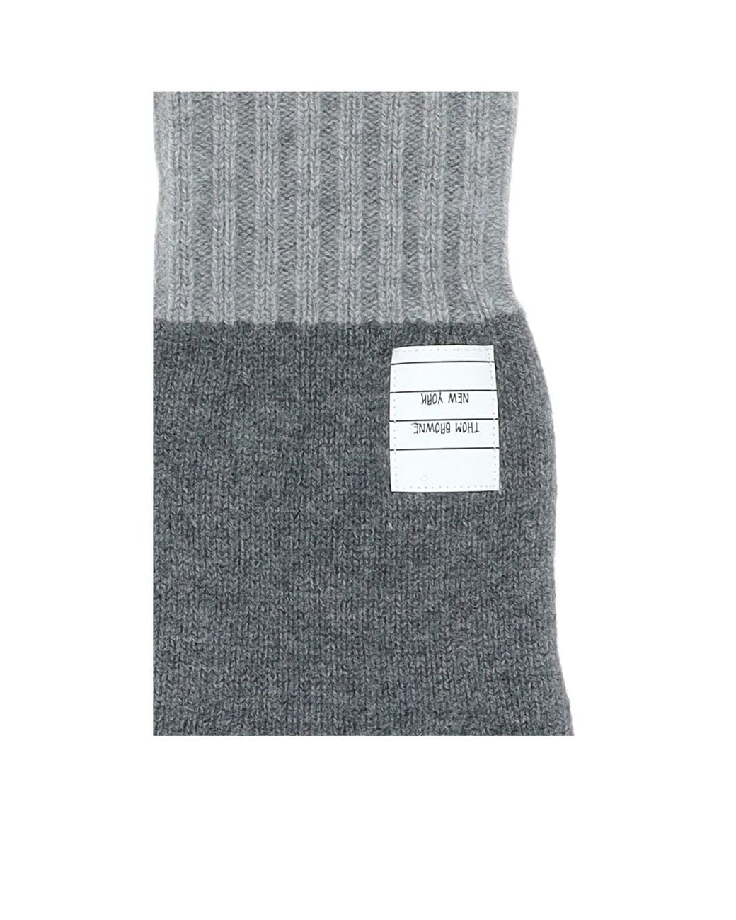 Thom Browne Gray Rwb Stripe Knitted Gloves for men