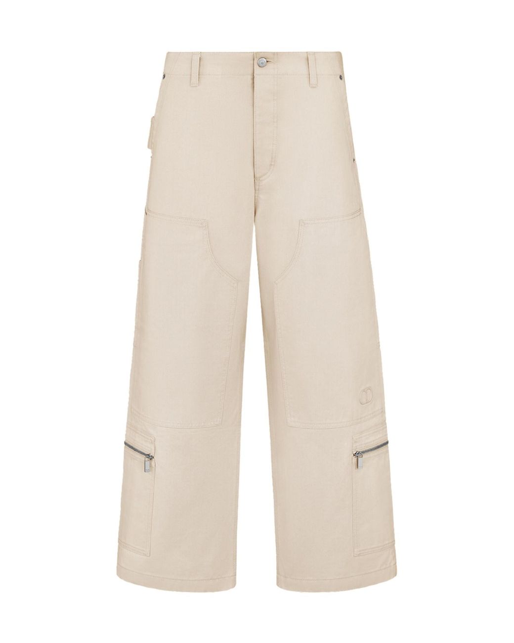 Dior White Homme Logo Patch Wide Leg Trousers for men