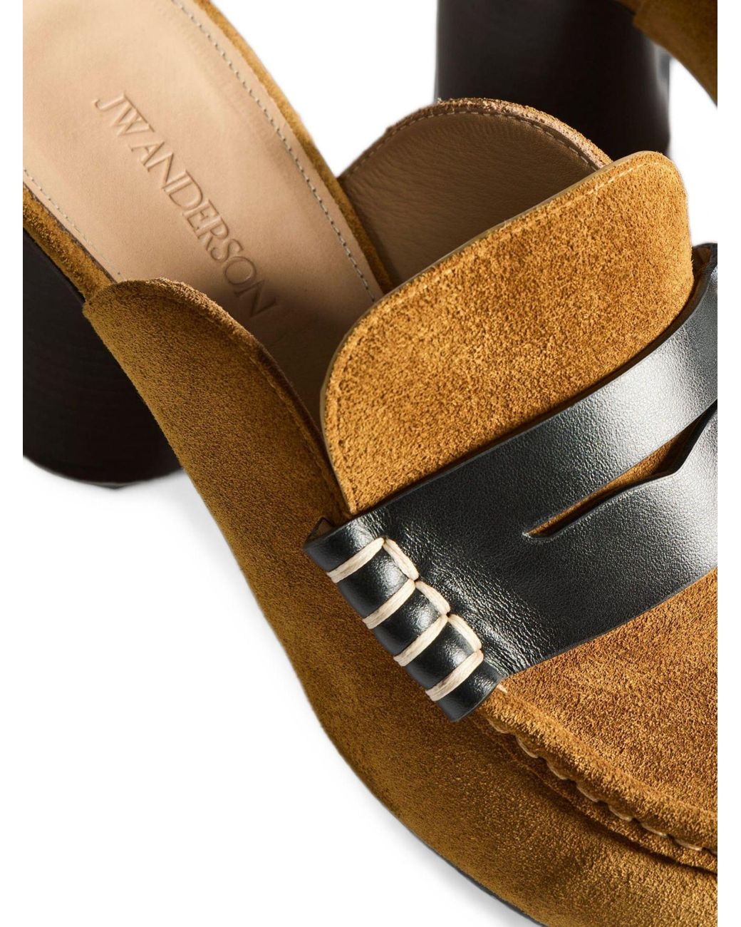 J.W. Anderson Brown Calf Suede Penny Loafer Mules