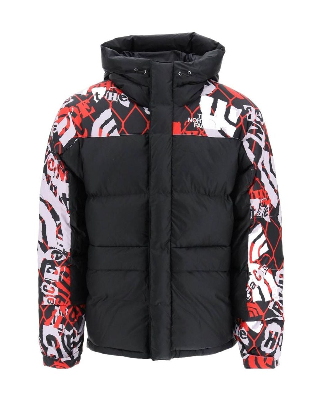 The North Face Black Printed Hooded Down Jacket for men