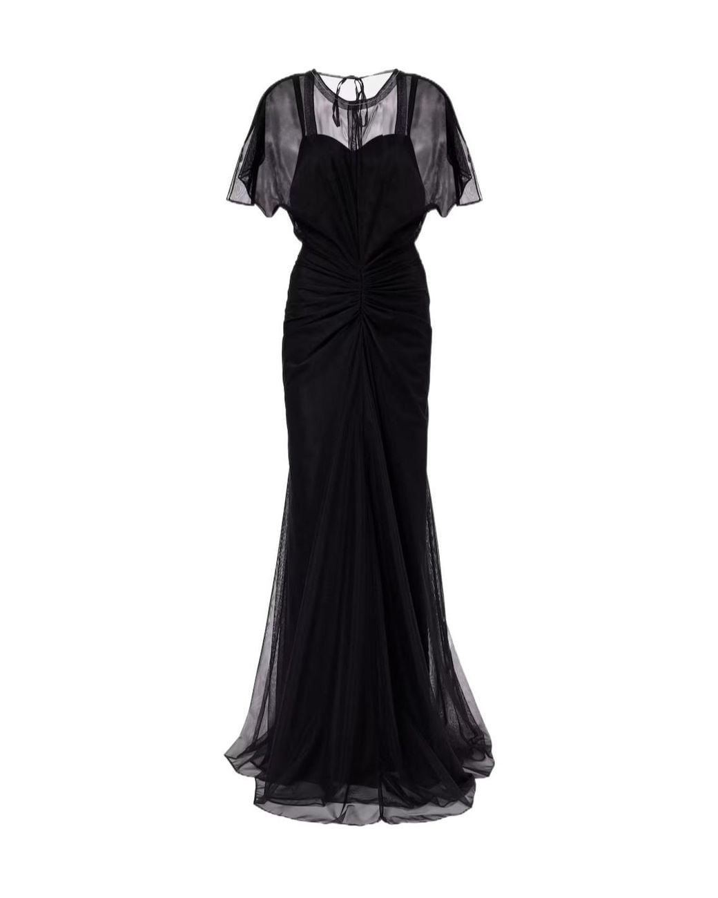Victoria Beckham Black Bella Gathered Open Back Organza Gown