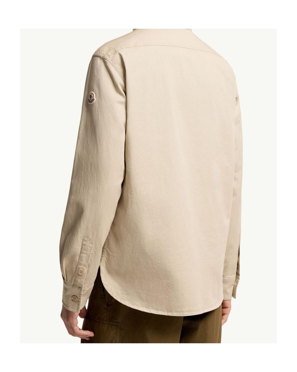 Moncler Natural Cotton Blend Gabardine Long Sleeve Shirt for men