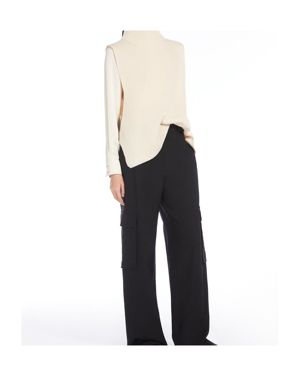 Max Mara White Cashmere Blended Yarn Vest