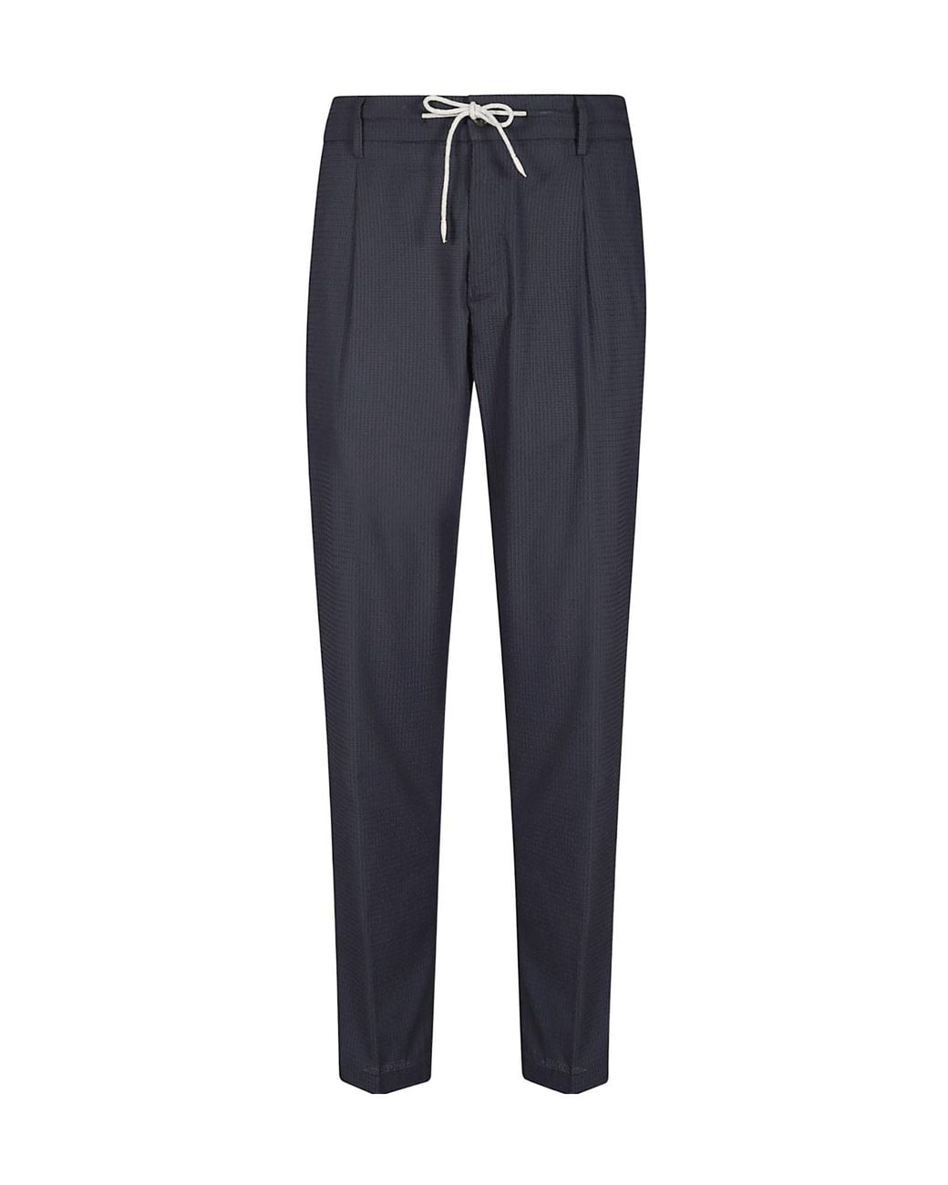 Eleventy Blue Drawstring Striped Tailored Trousers for men