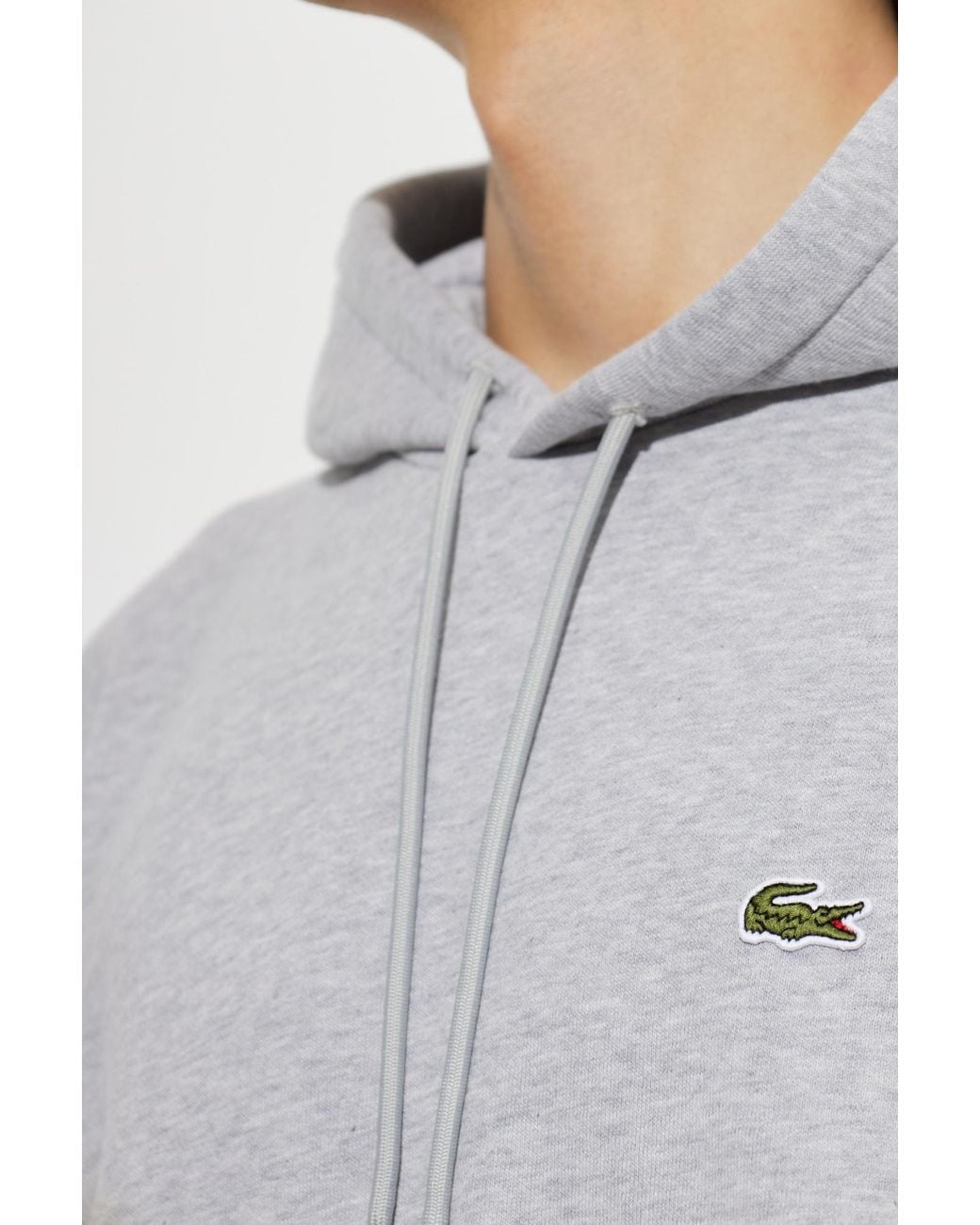 Lacoste Gray Logo Pullover Hoodie for men