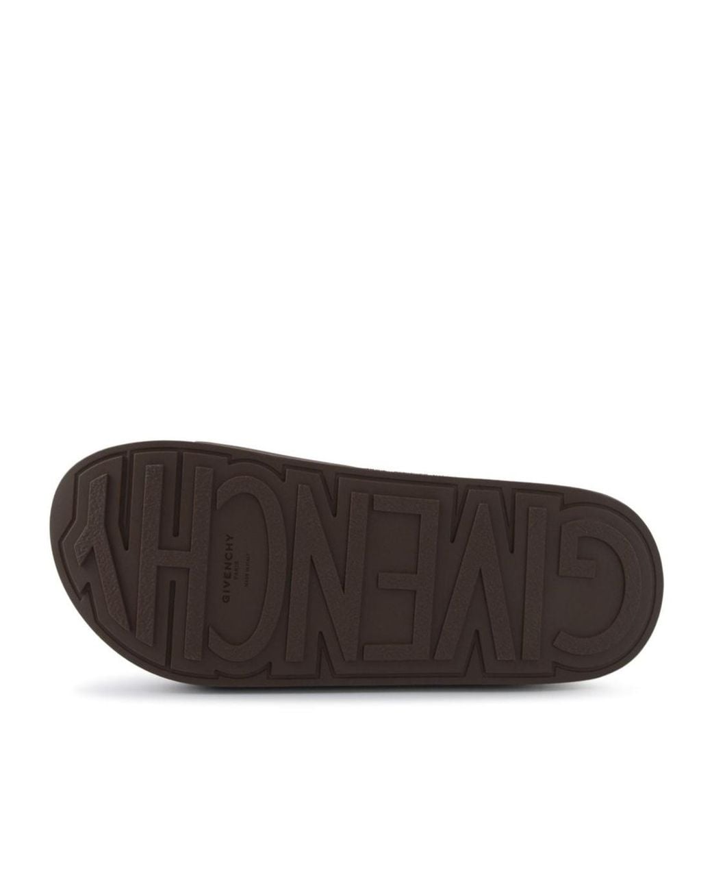 Givenchy Brown Paris Label Flat Slides for men