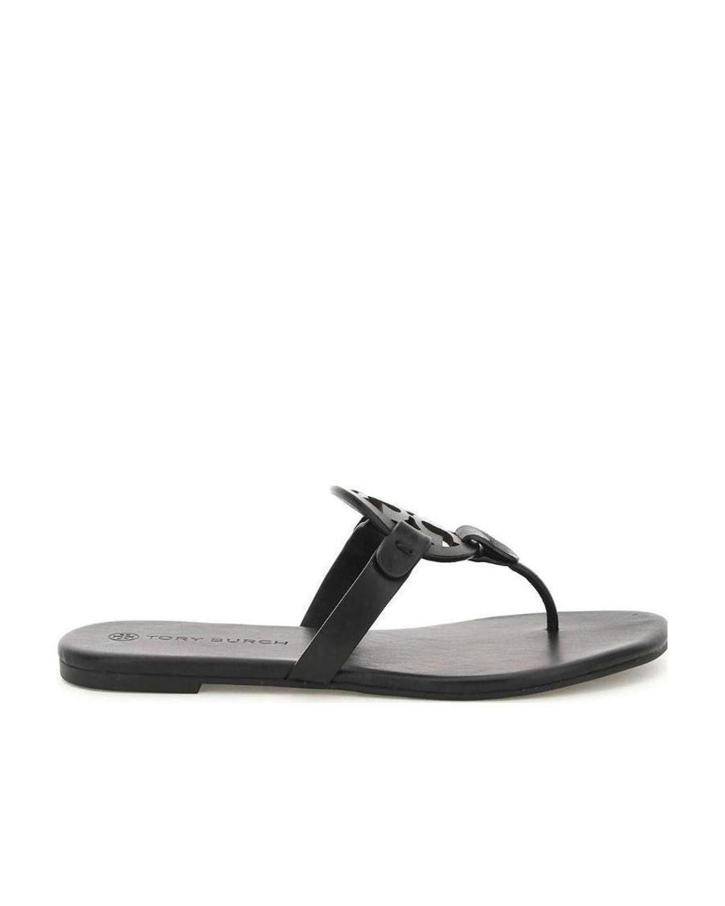 Tory Burch Black Miller Soft Logo-Plaque Sandals