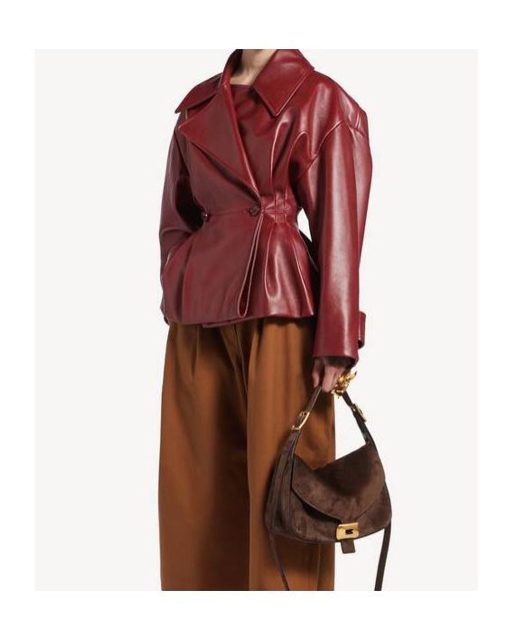Balenciaga Red Folded Short Leather Jacket