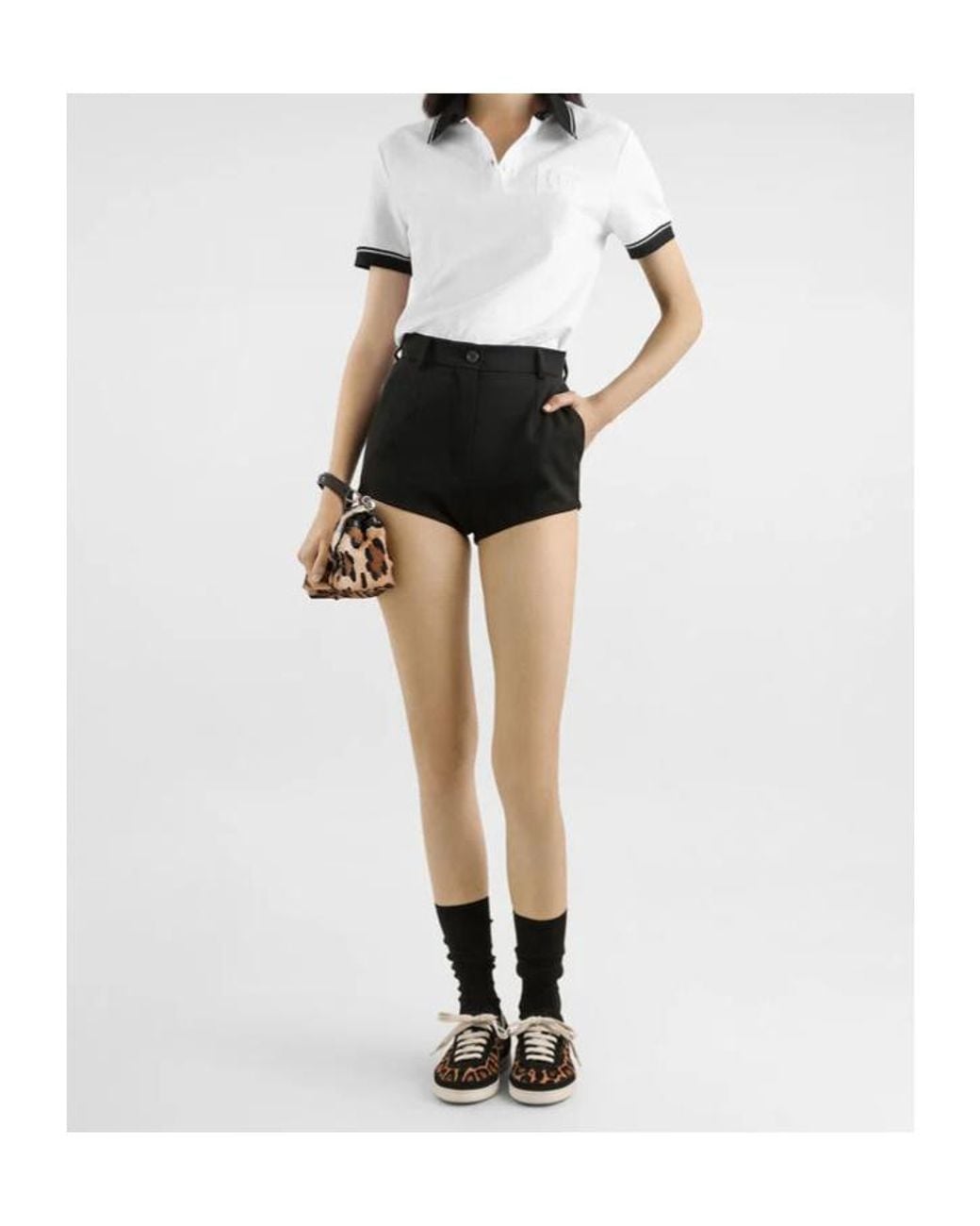 Dolce & Gabbana White Embroidered-Logo Polo Top