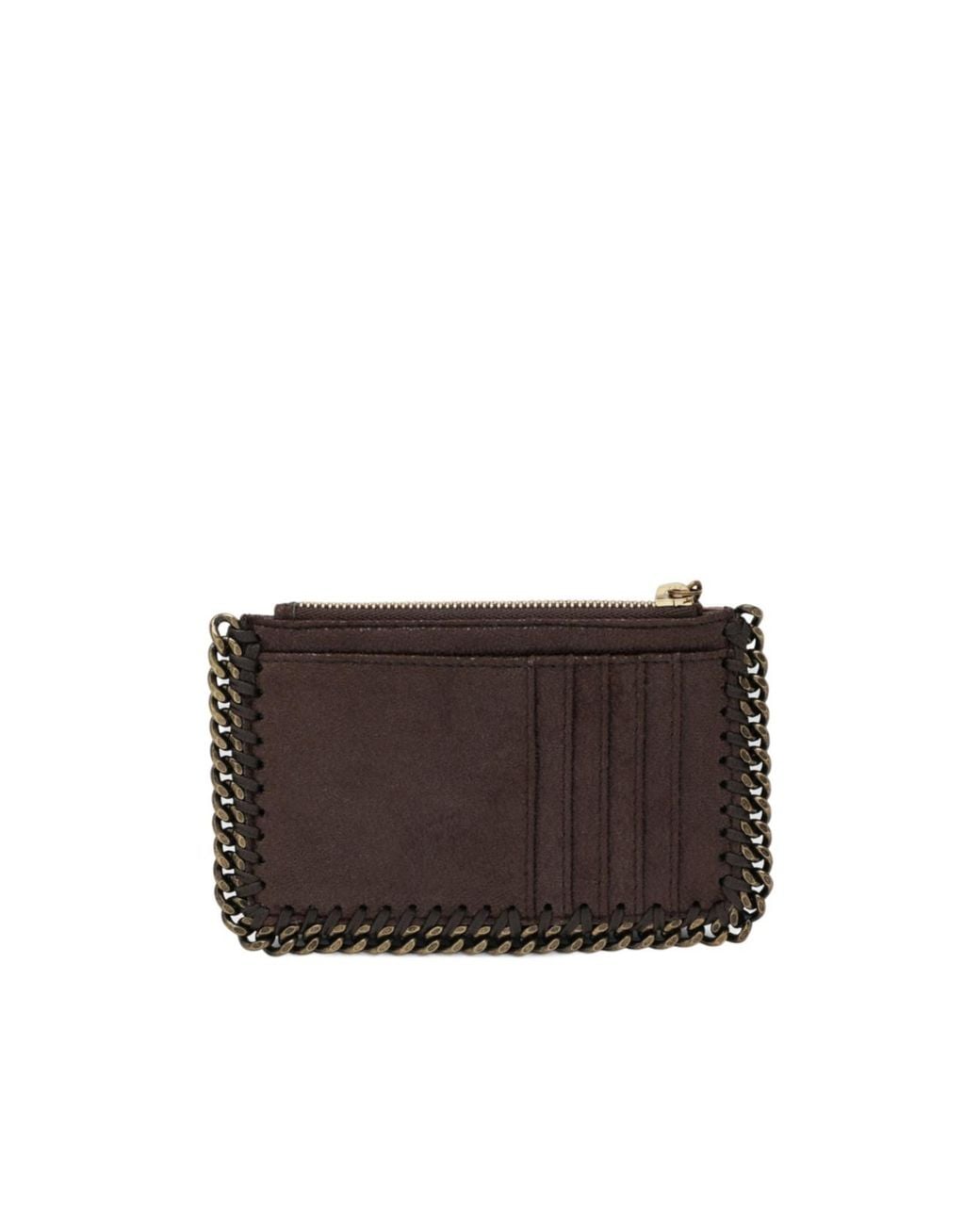 Stella McCartney Brown Falabella Chain Zip Card Holder
