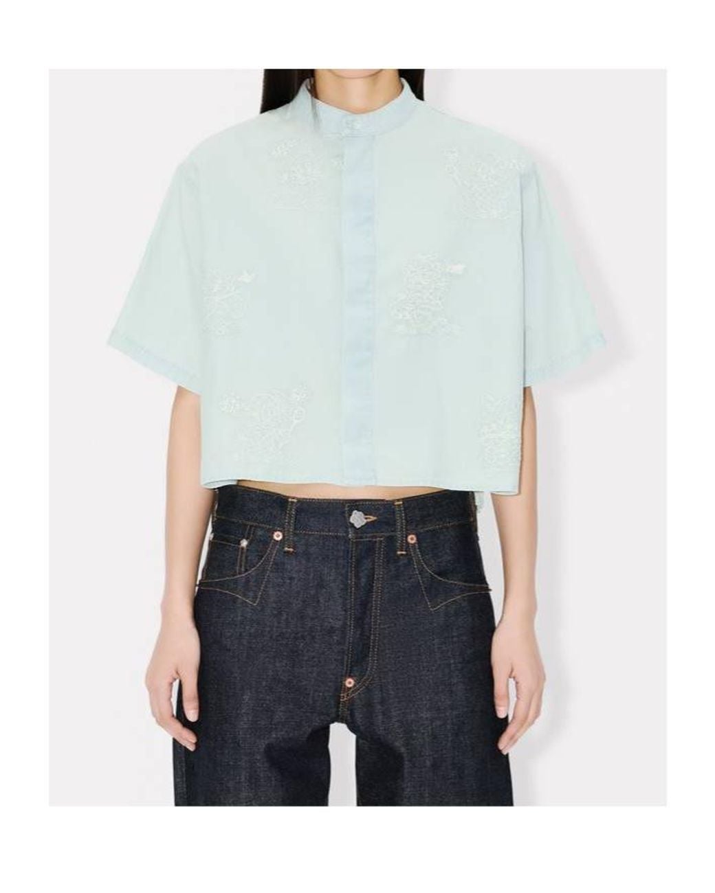 KENZO Blue Cartoon' Embroidered Short Sleeve Shirt
