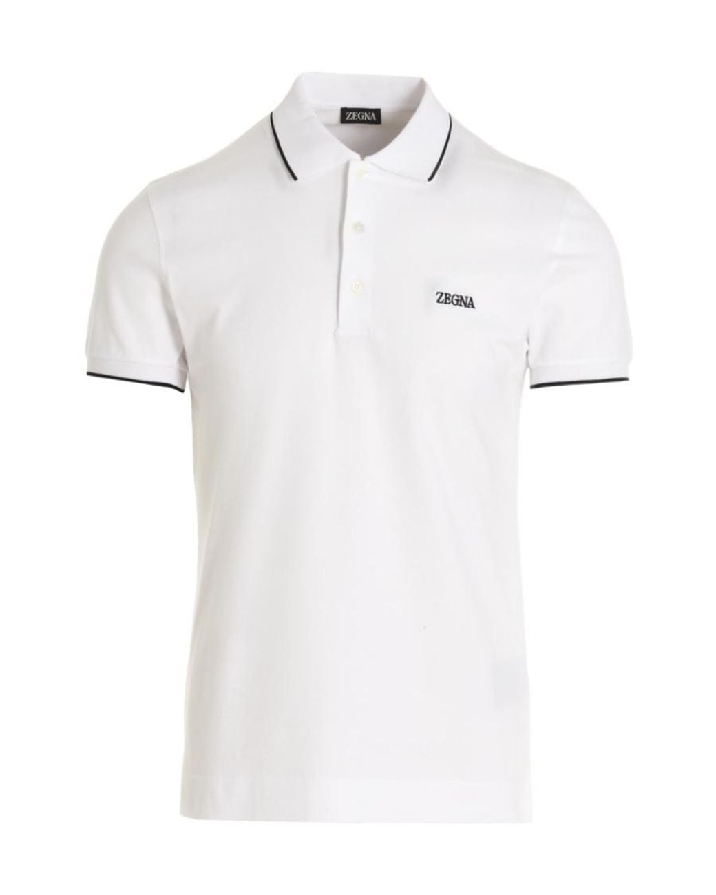 Zegna White Logo-Embroidered Short-Sleeved Polo Shirt for men