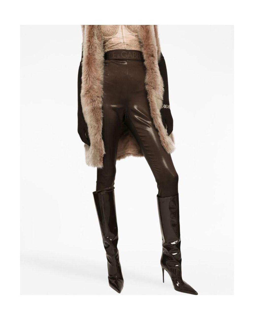 Dolce & Gabbana Black Logo Waistband Leggings
