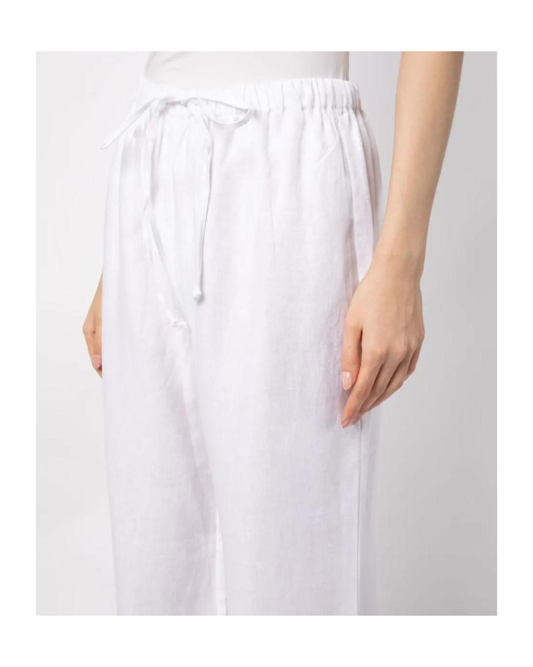 Reformation White Olina Linen Track Pants