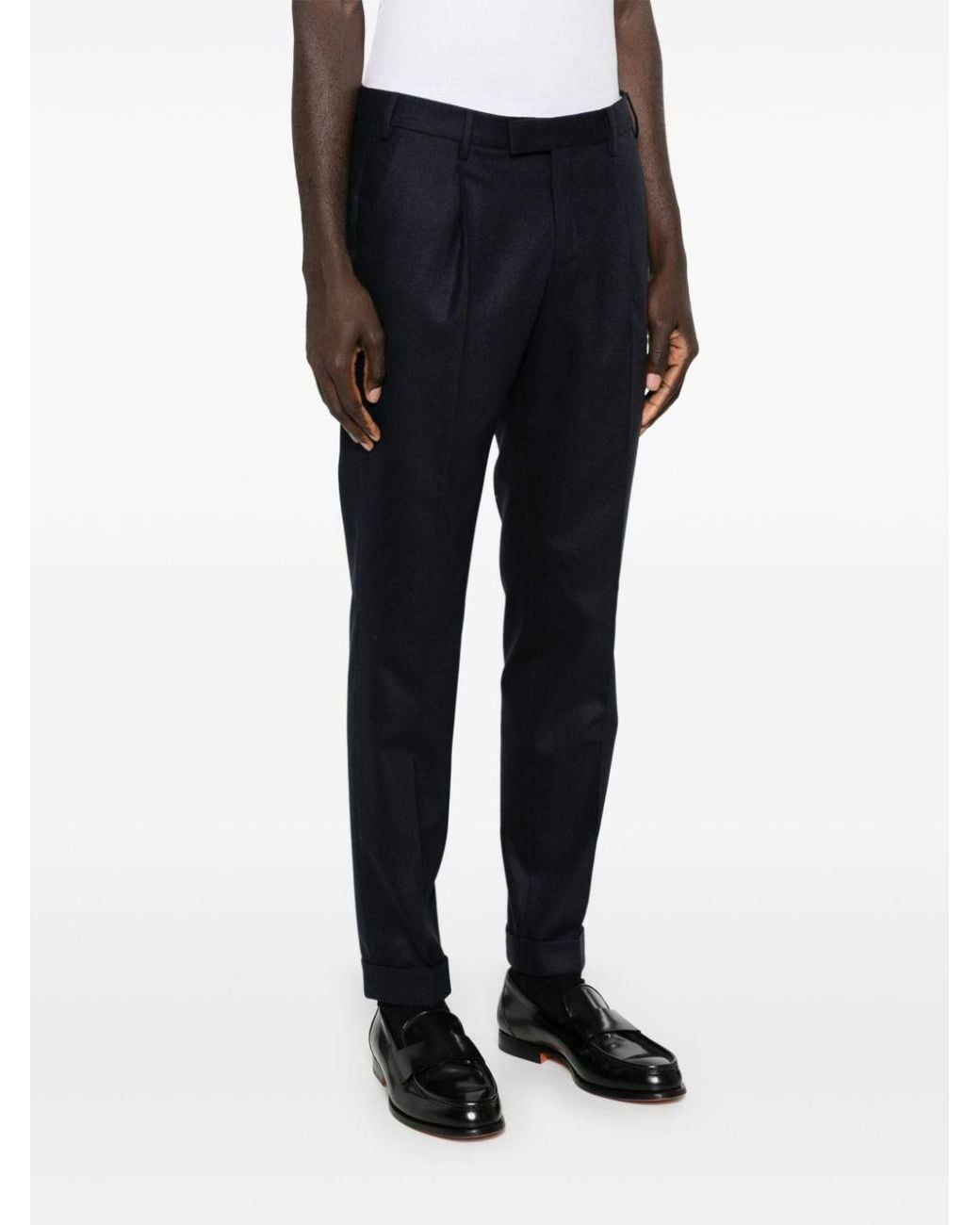 Pt Pantaloni Blue Pt Torino Mid-Rise Pleated Trousers for men