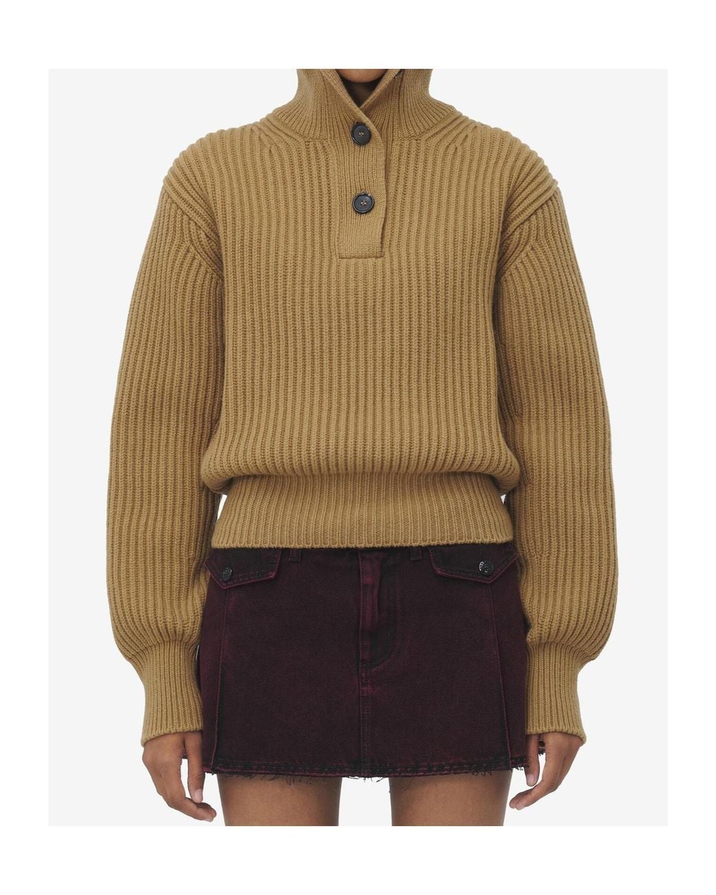 McQueen Natural Funnel Neck Buttoned Neck Jumper