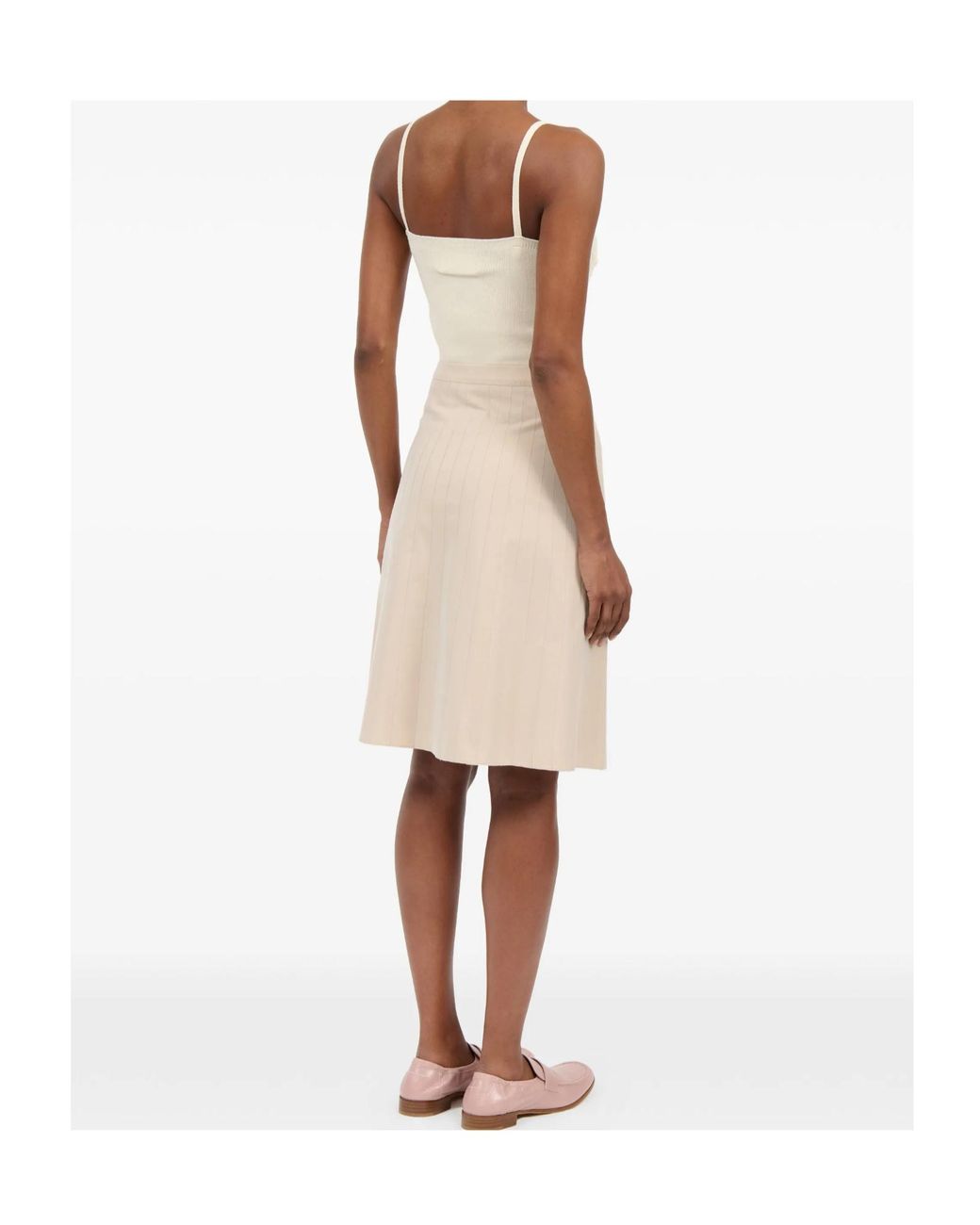 MM6 by Maison Margiela Natural Pleated Poplin Skirt