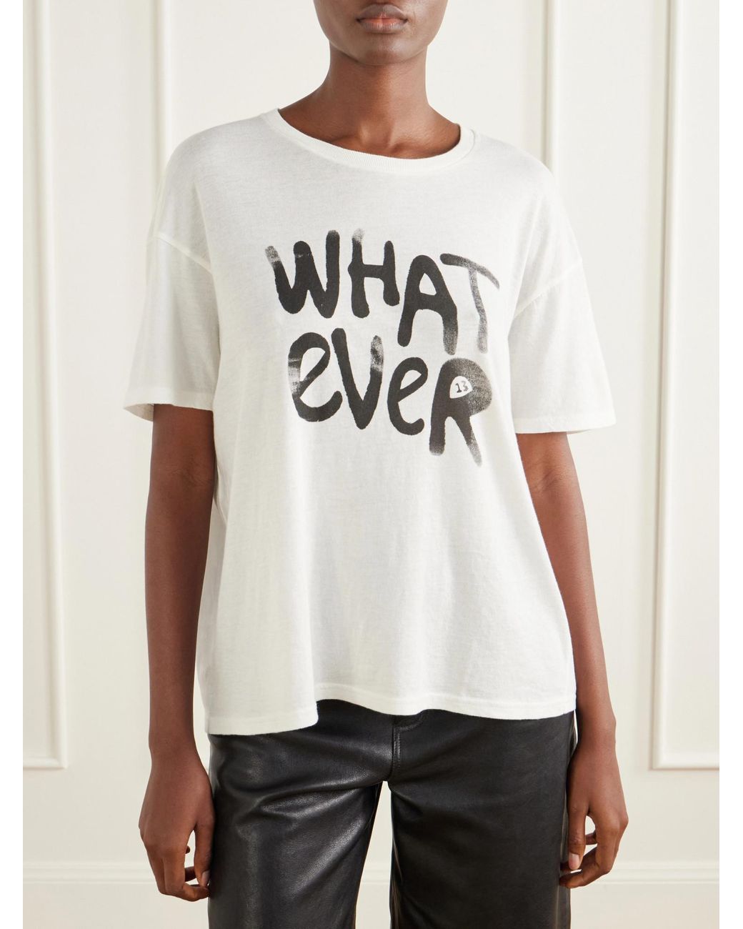 R13 White Printed Cotton And Cashmere-Blend Jersey T-Shirt