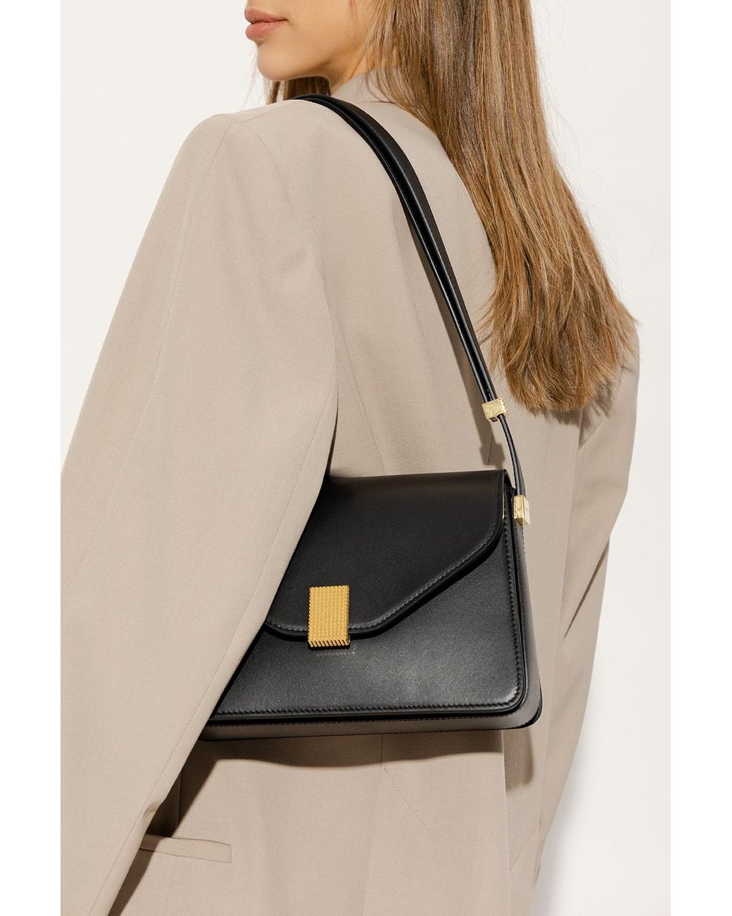 Lanvin Black Concerto Pm Foldover Top Shoulder Bag