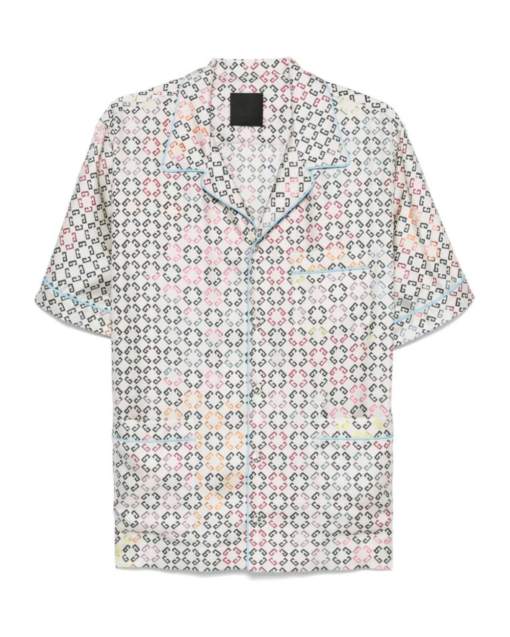 Givenchy White Monogram Short-Sleeved Shirt for men