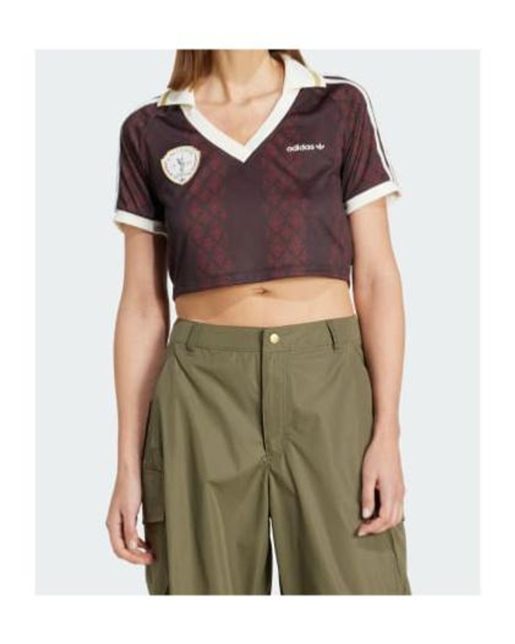 【ADIDAS】Retro Sports Cricket Inspired Cropped Jersey - N adidas Originals Retro Sports Cricket-Inspired Cropped