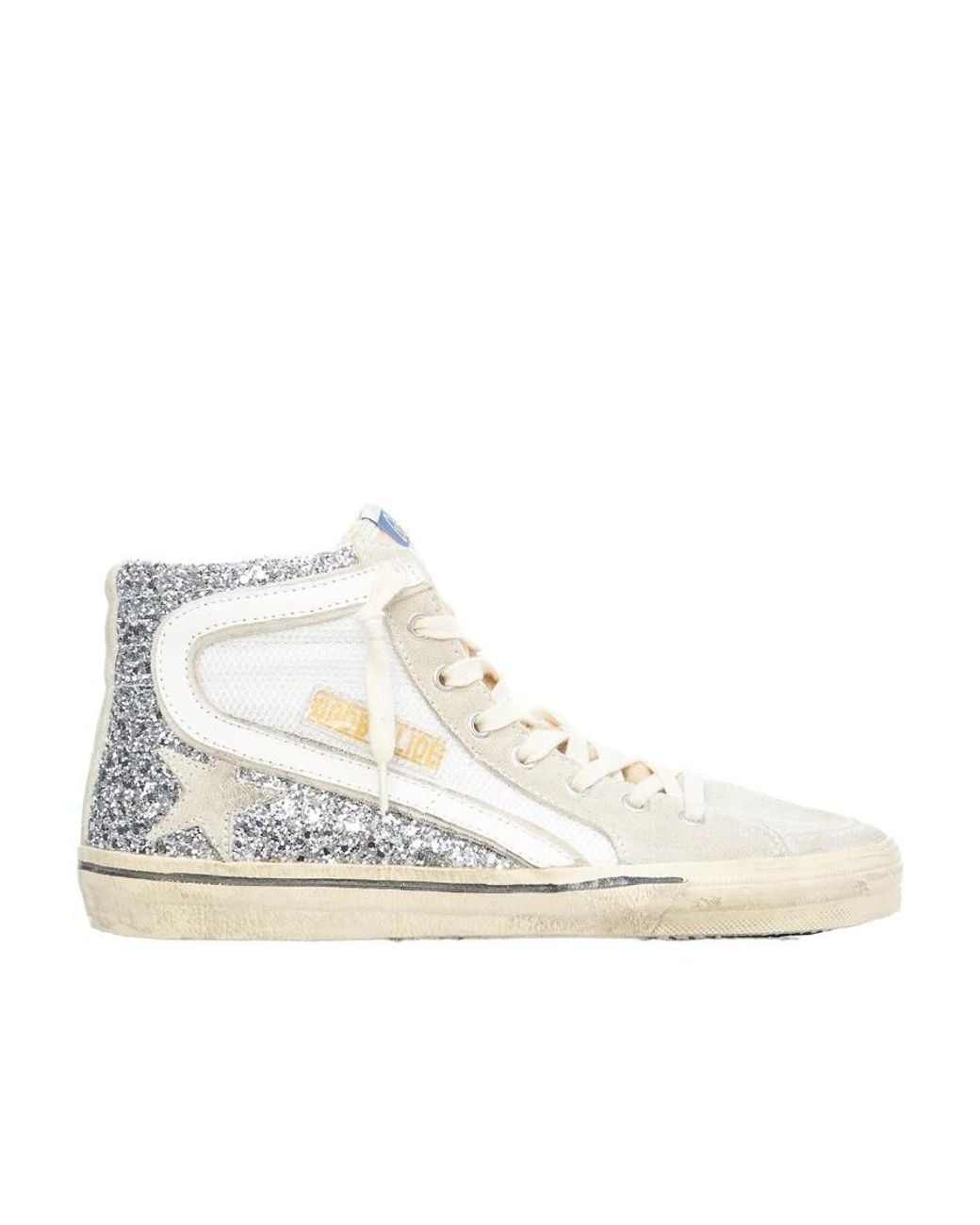 Golden Goose Deluxe Brand White Embellished Lace-Up Sneakers