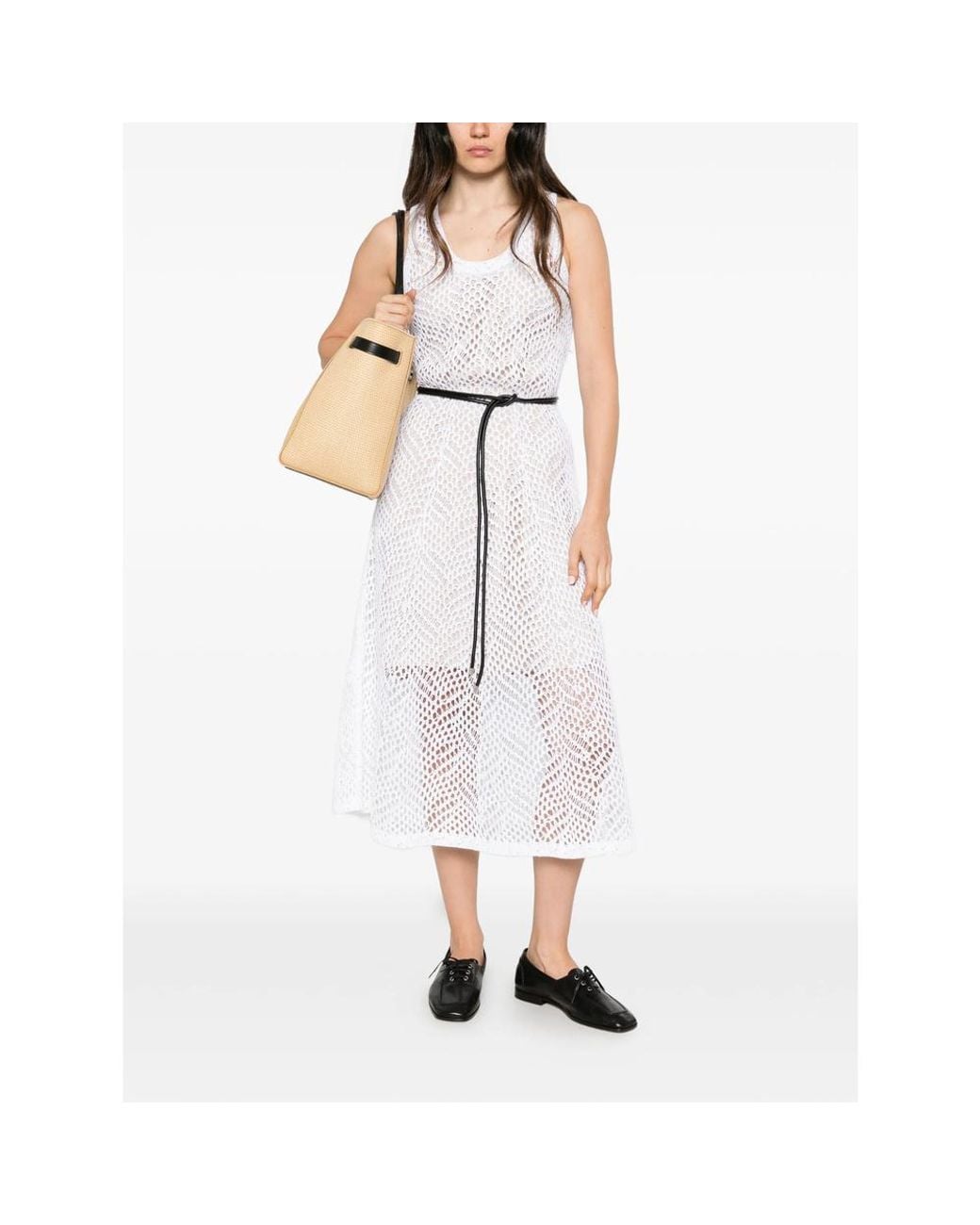Brunello Cucinelli White Sleeveless Dress