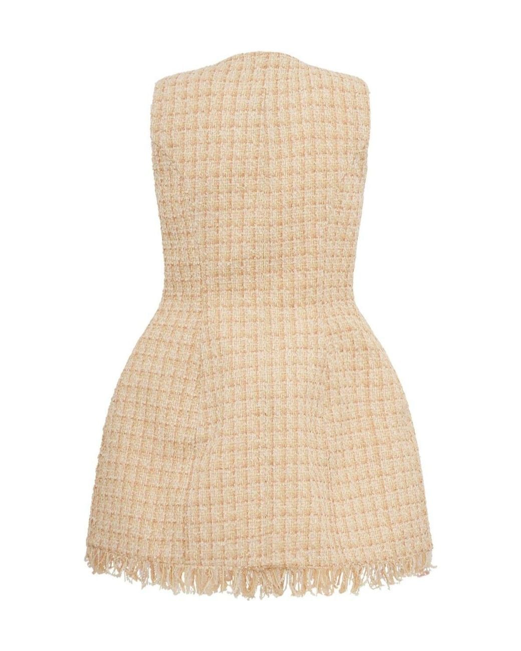 GIUSEPPE DI MORABITO Natural Plaid Sleeveless Dress