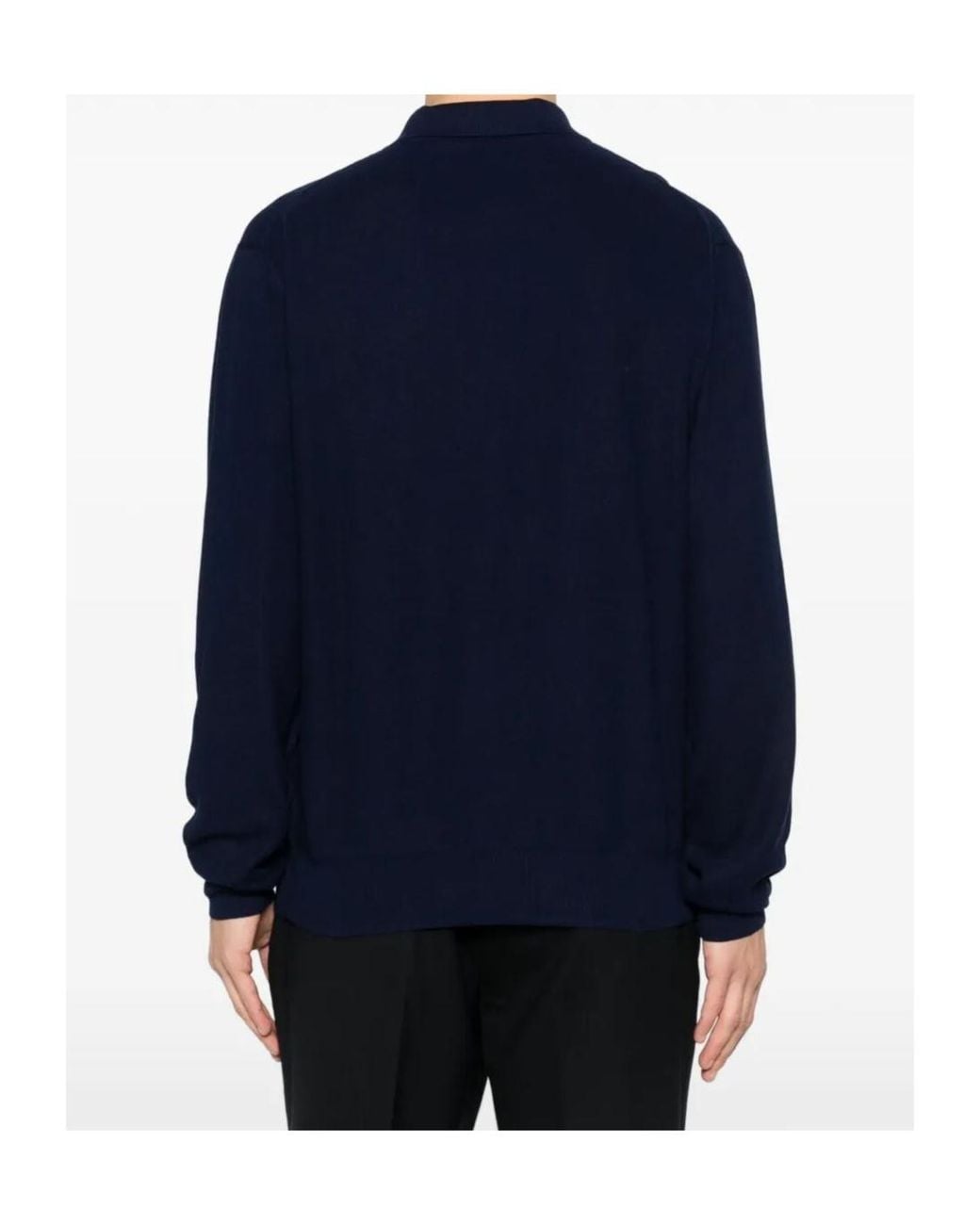 Tom Ford Blue Long-Sleeved Knitted Polo Shirt for men
