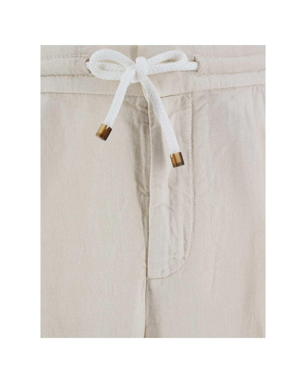 Brunello Cucinelli White Elasticated Waistband Drawstring Pants for men