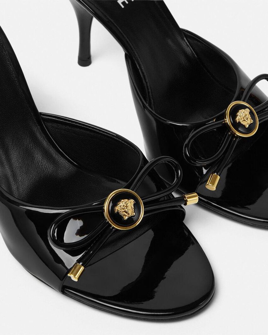 Versace Black Opera Bow Heeled Mules